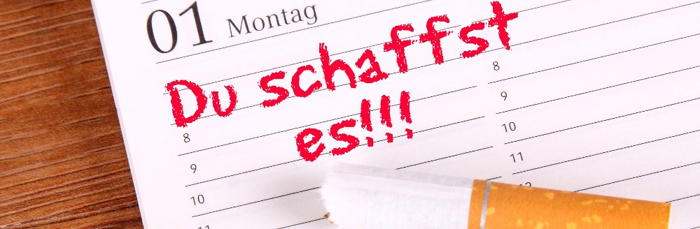 Kalender mit zerbrochener Zigarette und dem Eintrag "Du schaffst es!"; Foto: Kathrin39/Shutterstock.com