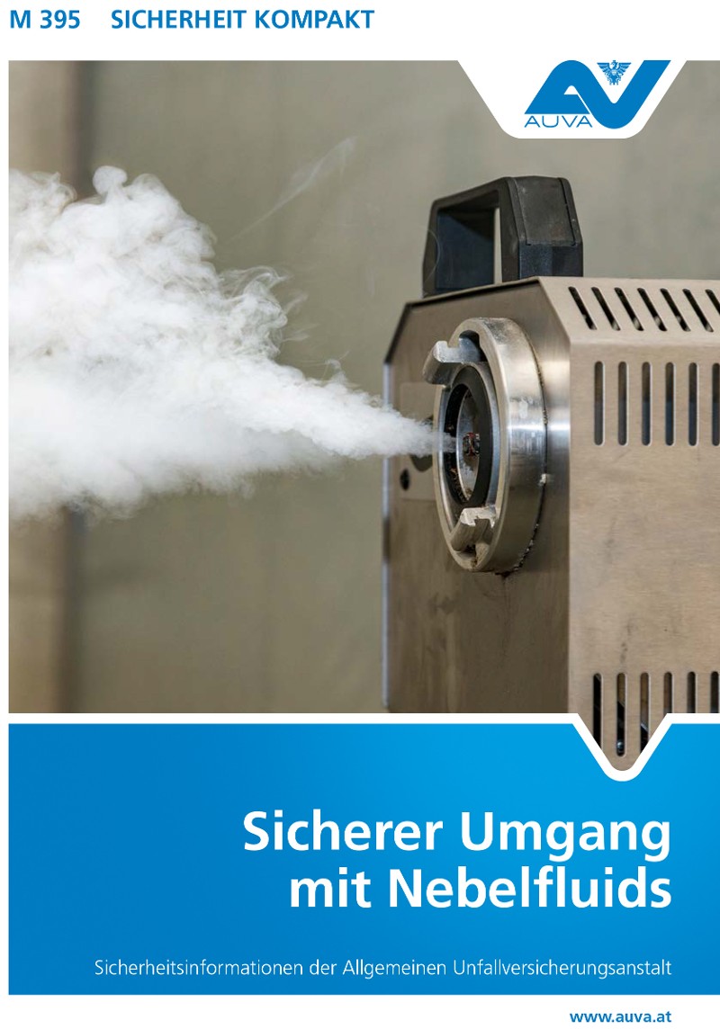 Titelbild des Merkblattes M 395 "Sicherer Umgang mit Nebelfluids"