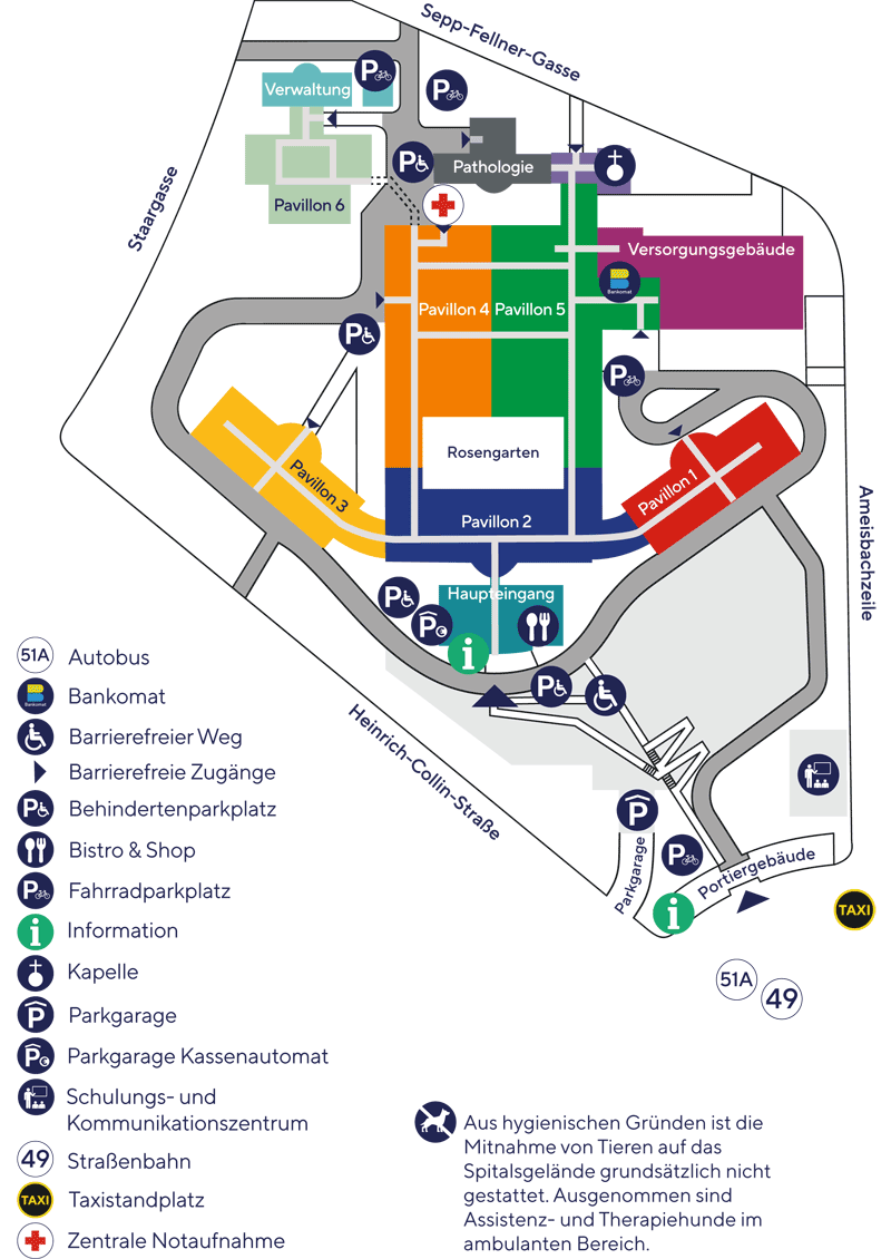 Lageplan Hanusch-Krankenhaus