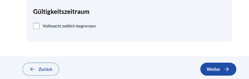 Gültigkeit der Vollmacht festlegen