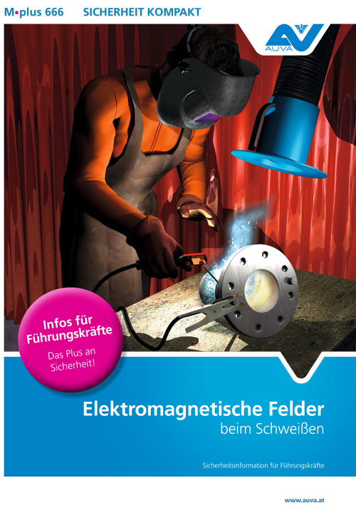 Titelbild des Merkblattes M.plus 666 "Elektromagnetische Felder beim Schweißen"