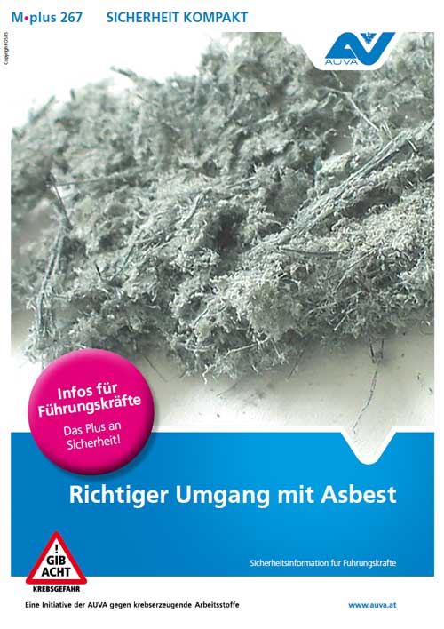 Titelbild des Merkblattes M.plus 267 "Richtiger Umgang mit Asbest"