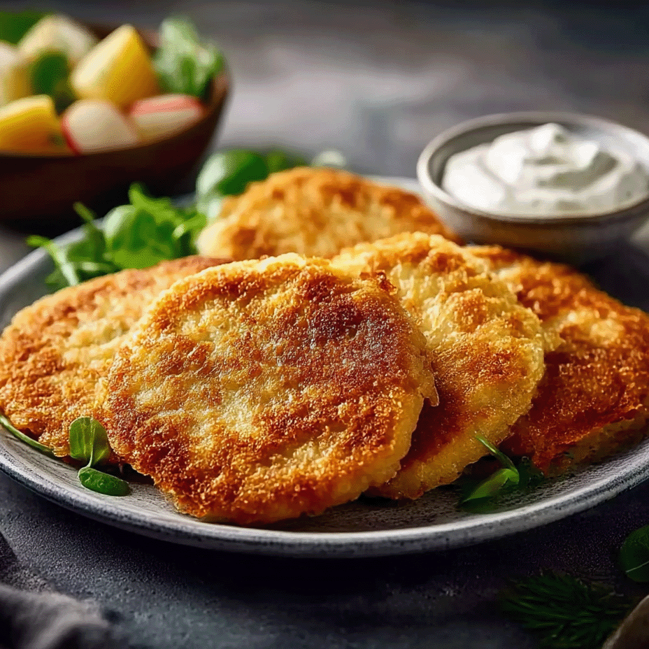 Kohlrabi­schnitzel aus dem Back­ofen mit Joghurt­dip und Erdäpfel ...